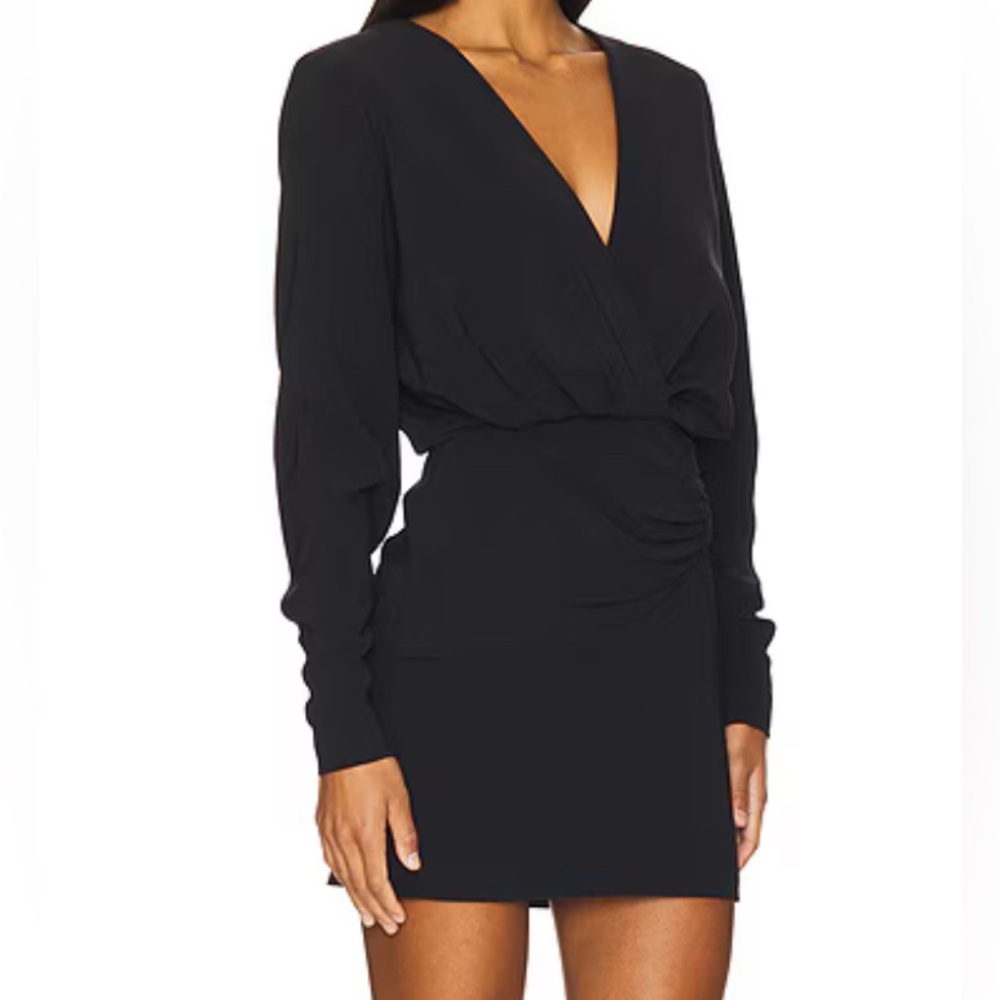 Alexis Elegant Black V-Neck Mini Dress - Picture 4 of 10